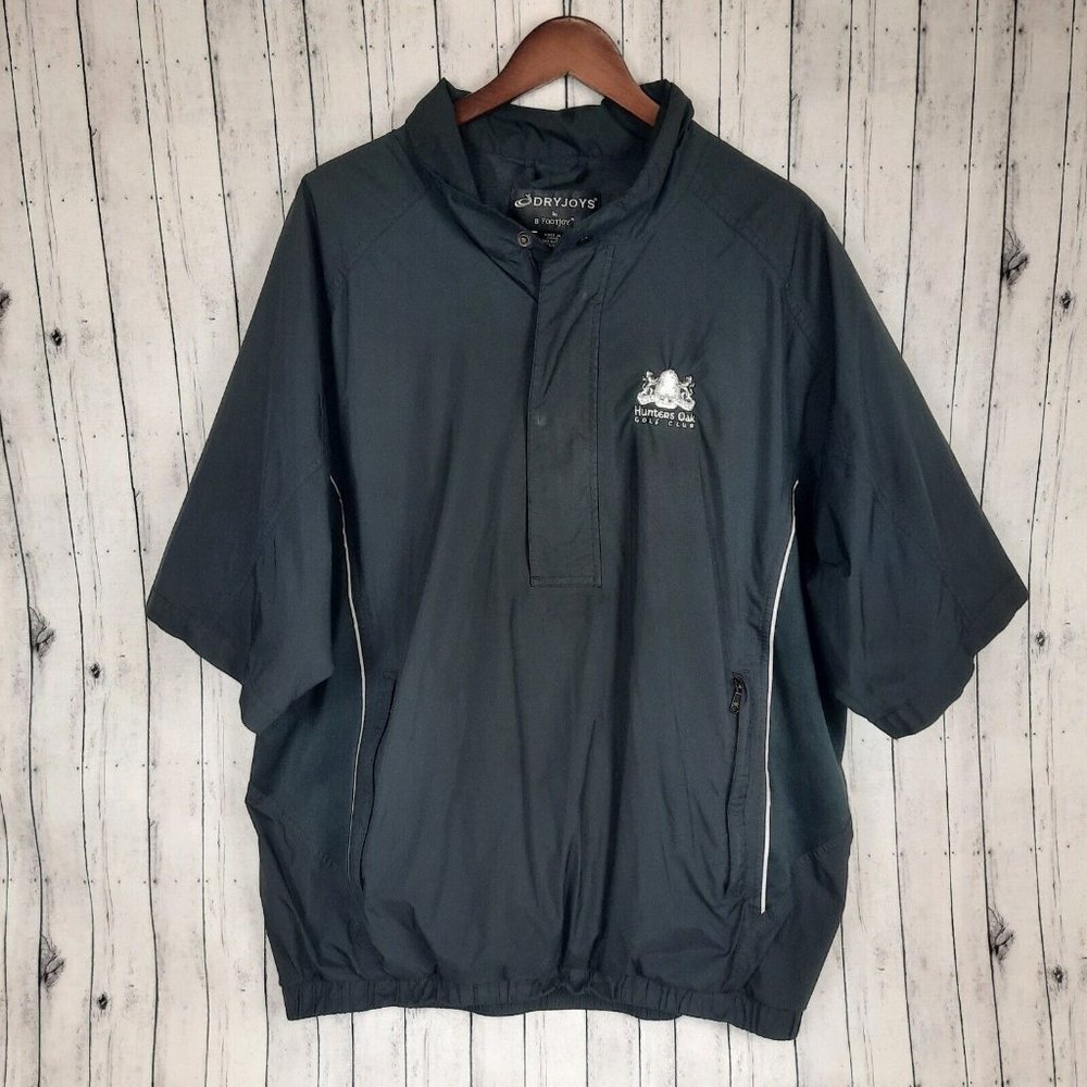 Footjoy Dryjoy's Lined Windbreaker Men's XL Black Short Sleeve Logo Hunters Oak
